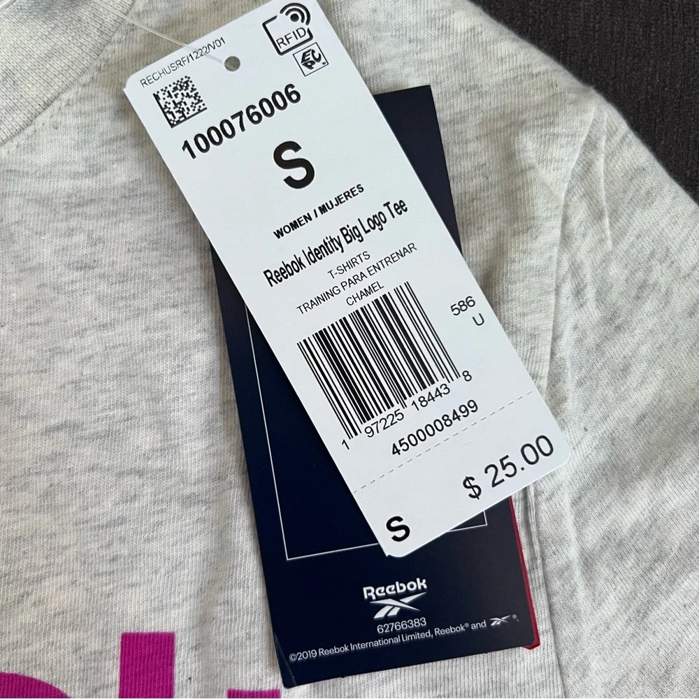 Reebok Women’s Gray T-Shirt with Pink Logo - Picture 3 of 4